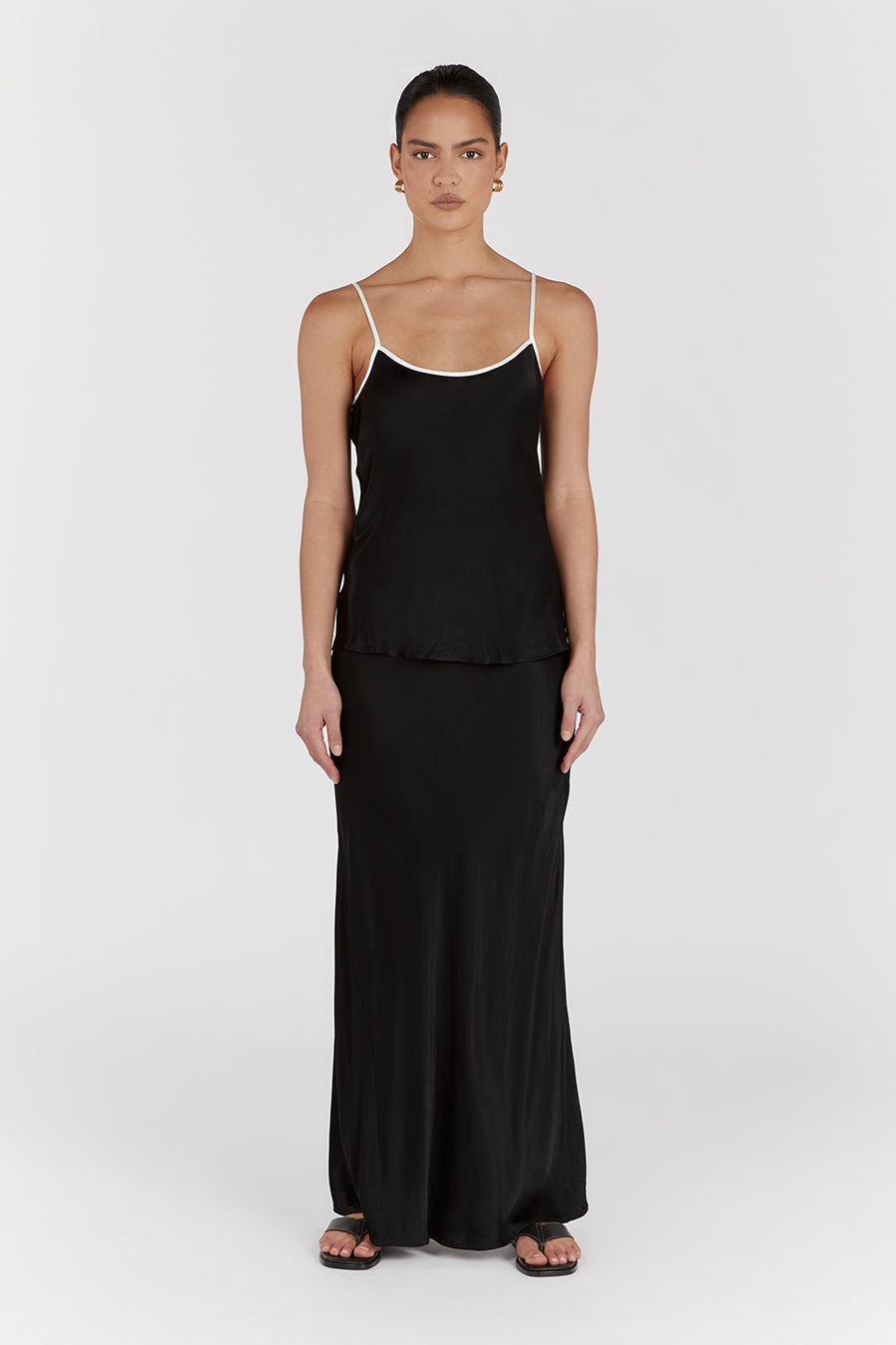 LETTY BLACK SATIN CONTRAST CAMI