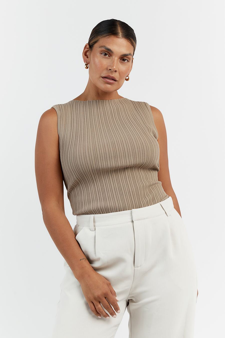 SIENNA TAUPE KNIT TANK