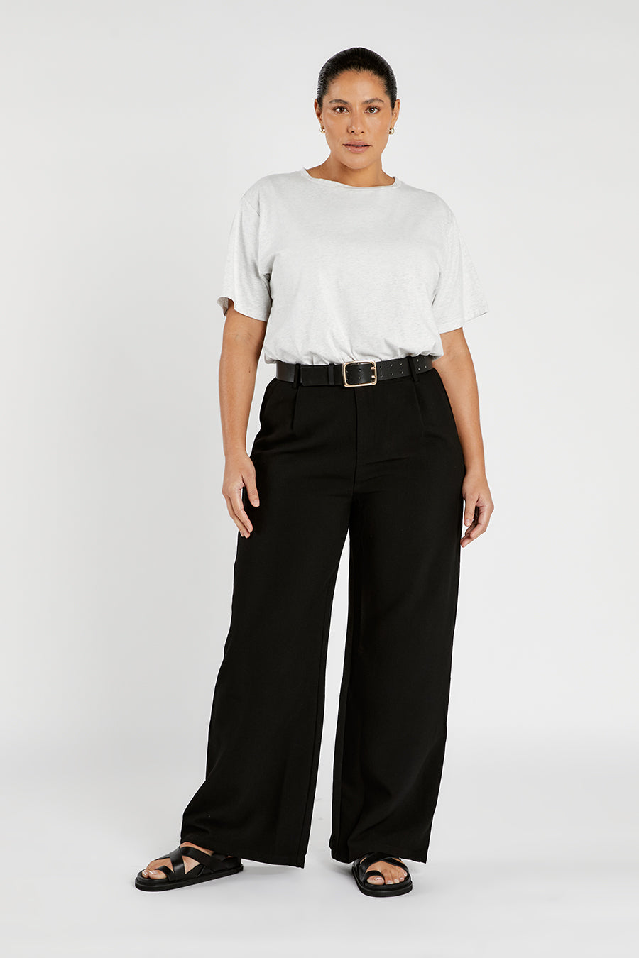 CHARLOTTE GREY MARLE CREW NECK TEE