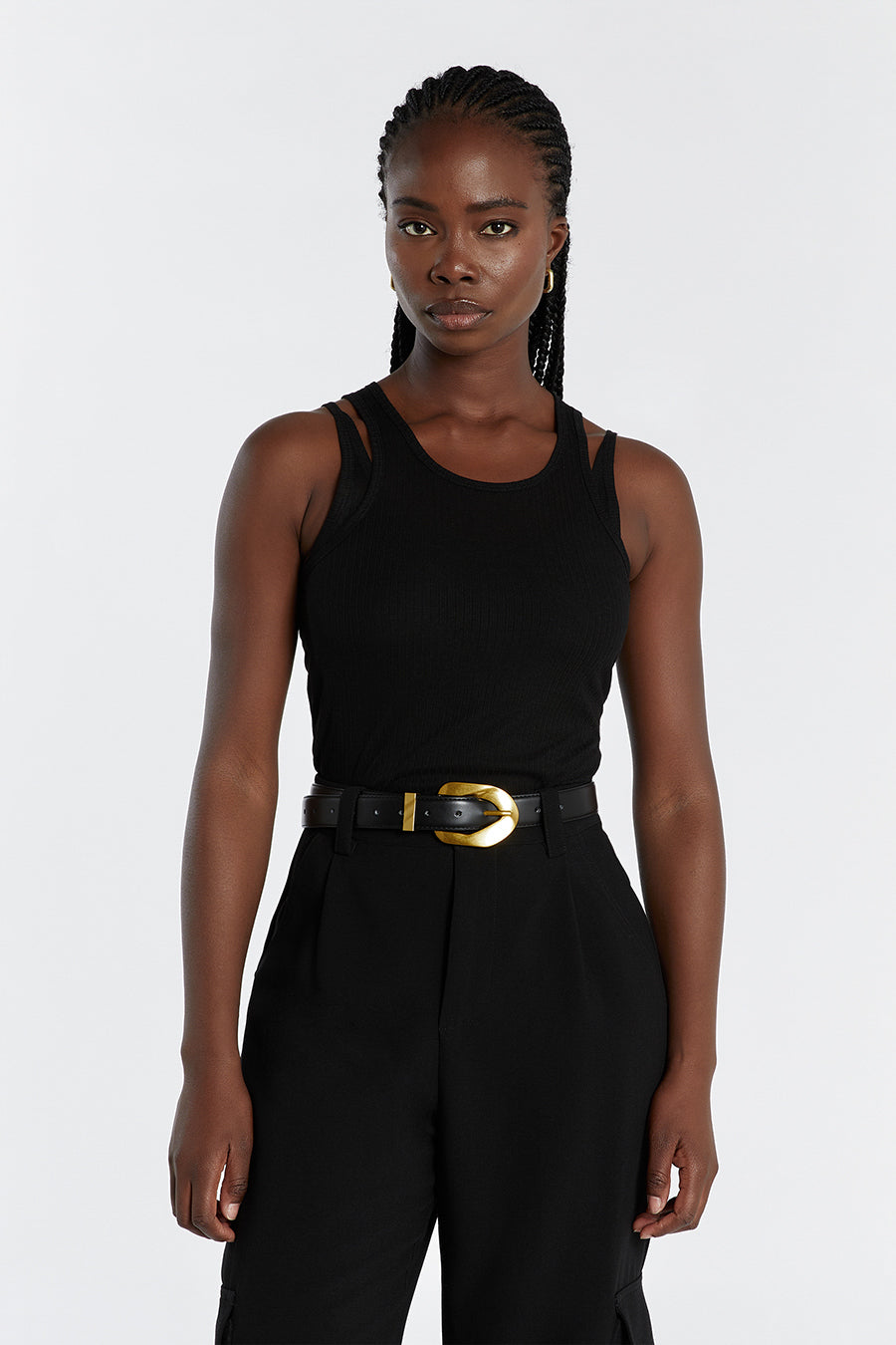 JUDE BLACK SLEEVELESS LAYER TOP