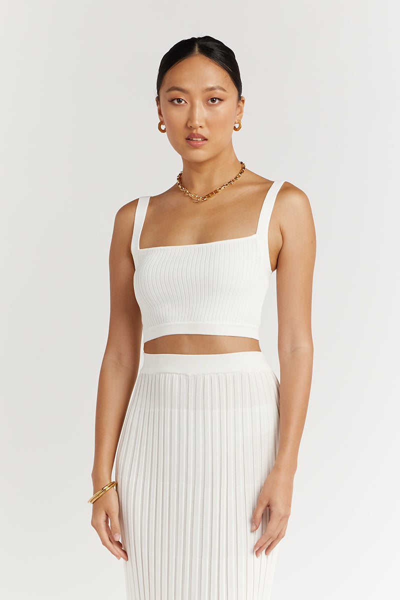 VALERY WHITE KNIT CROP TOP
