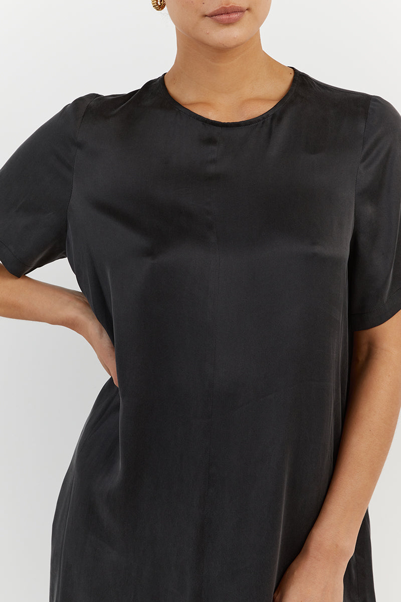LAYLA BLACK SILK SLEEVE DRESS