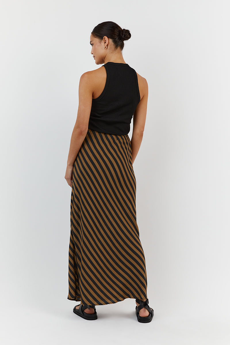 CLEMENCE MOSS STRIPE MIDI SKIRT