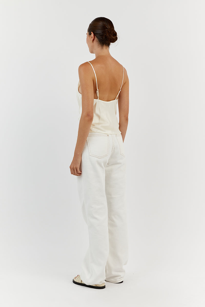 FLETCHER CREAM SILK NECK CAMI TOP