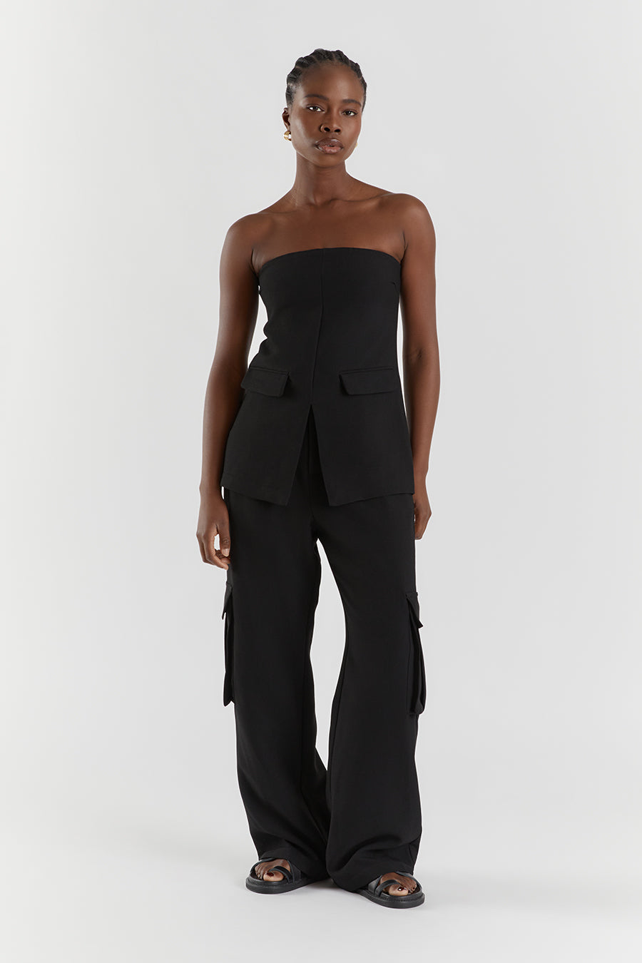 WILLA BLACK STRAPLESS TOP