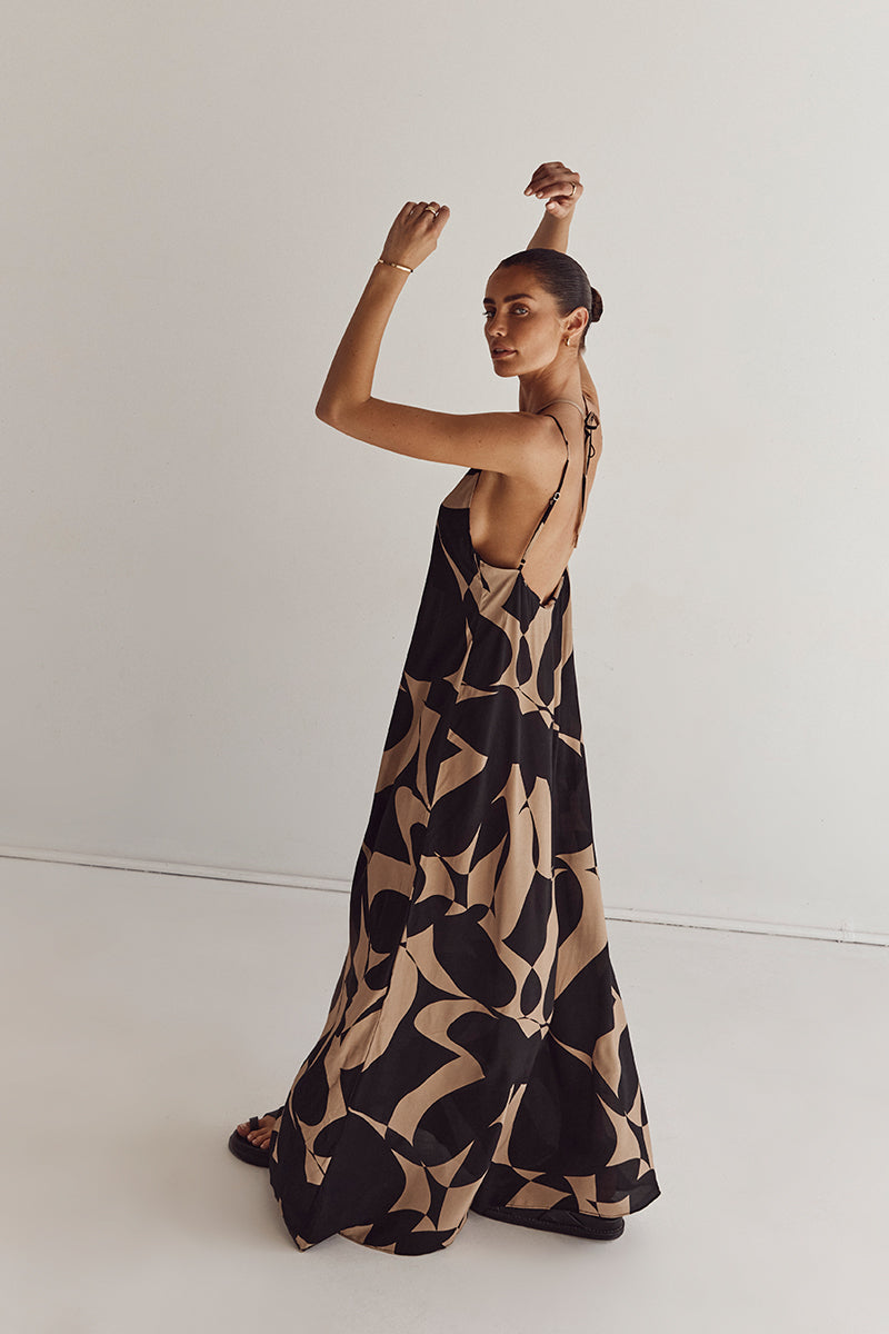 MAPLE CAMEL SLIP MAXI DRESS