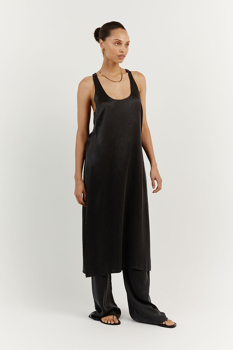 HARVEY BLACK SILK TUNIC TOP