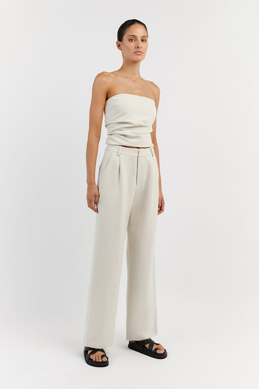 NILE BONE ROUCHED STRAPLESS TOP