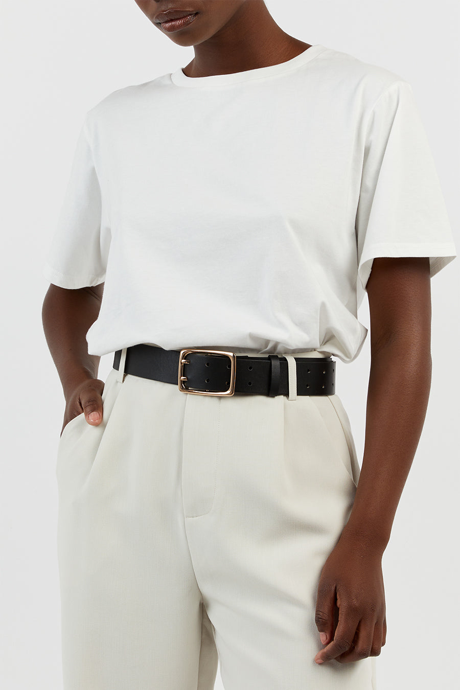 CHARLOTTE OFF WHITE CREW NECK TEE