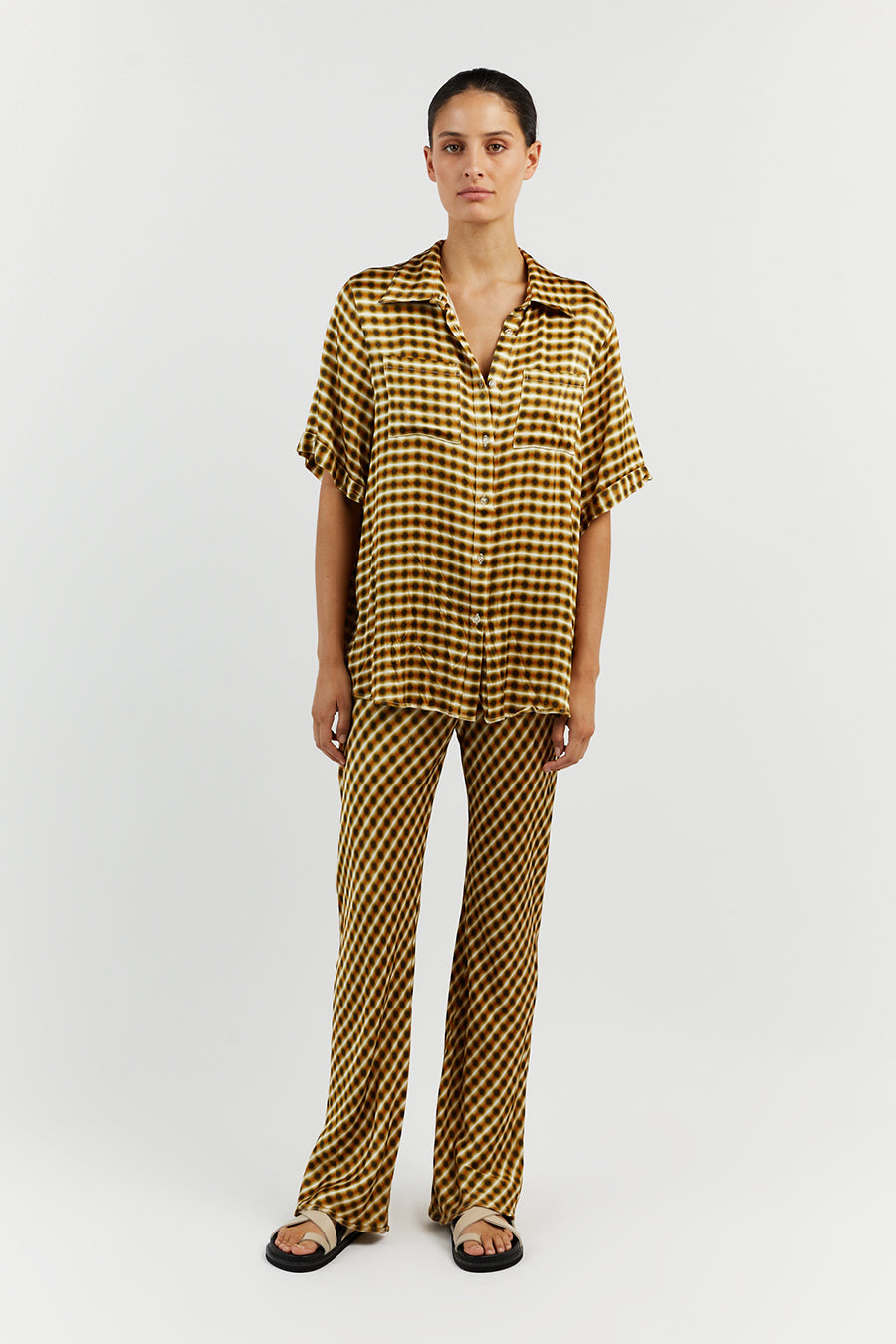 GALA LIME SATIN BIAS CUT PANT