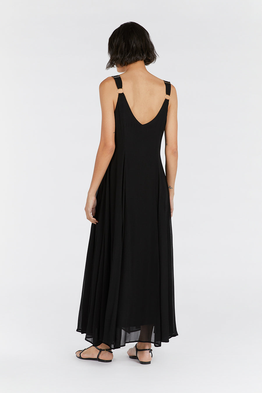 EMILY  BLACK  V-NECK MAXI DRESS