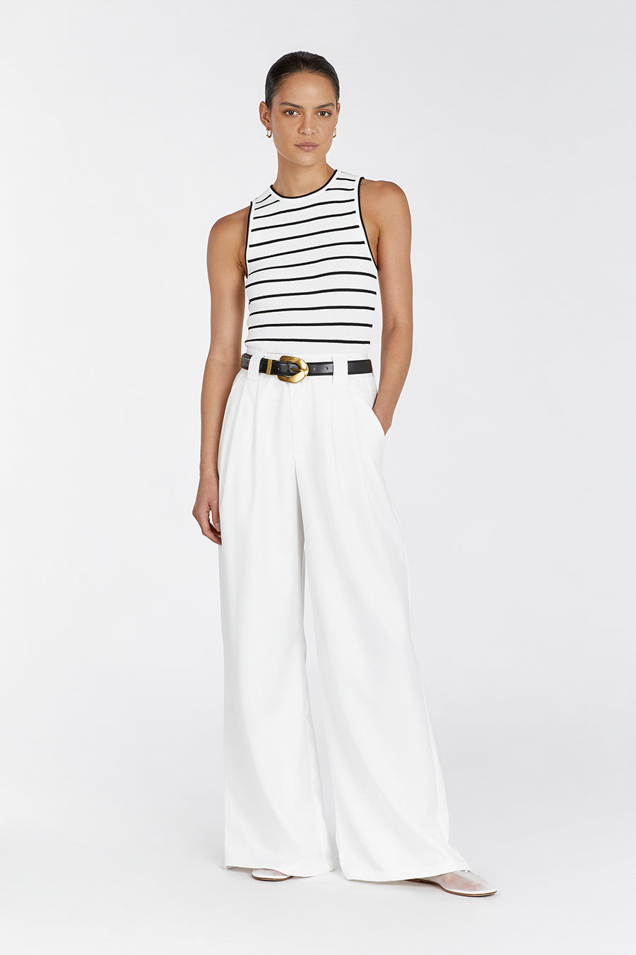 HENRY WHITE STRIPED KNIT TANK