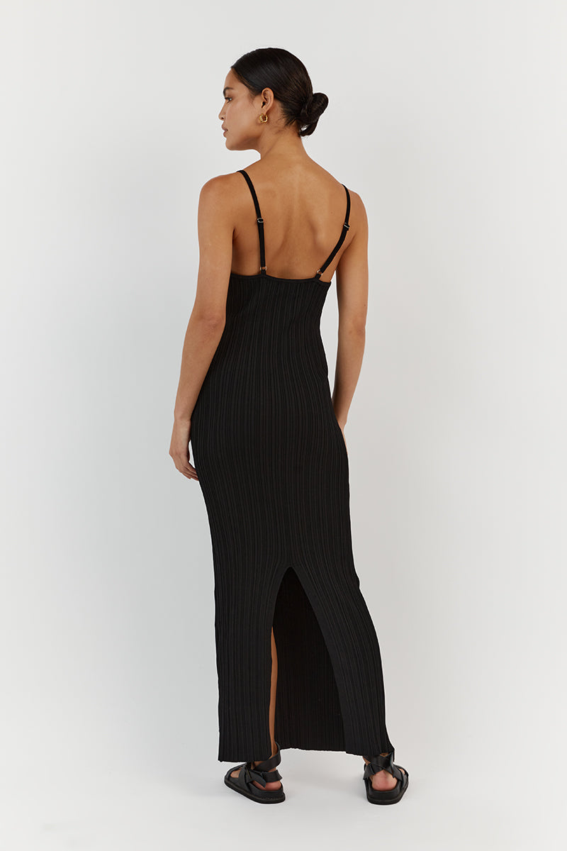 SIENNA BLACK SCOOP MIDI DRESS