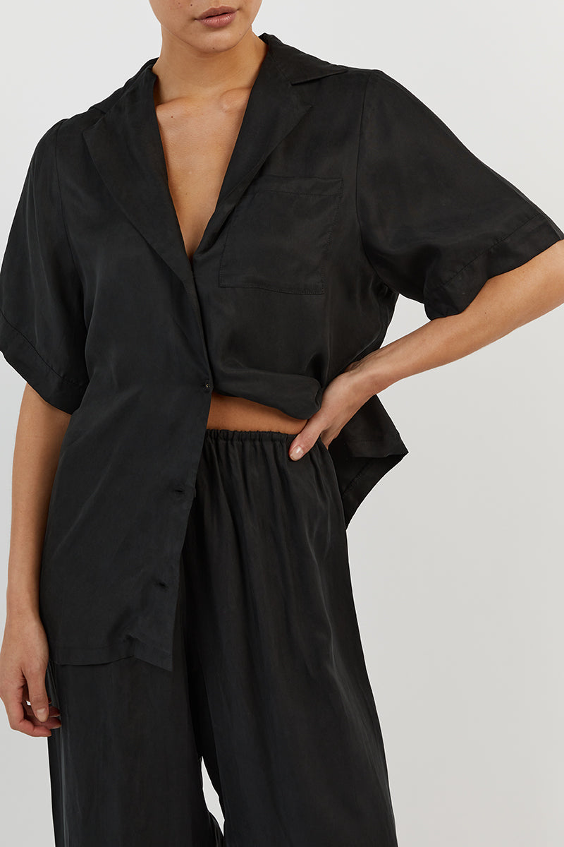 KINGSTON BLACK CUPRO WIDE LEG PANT