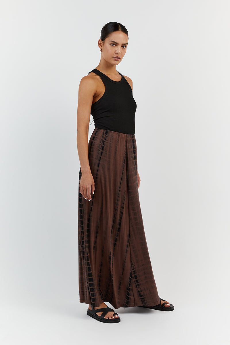 BEAU CHOC TIE DYE MIDI SKIRT