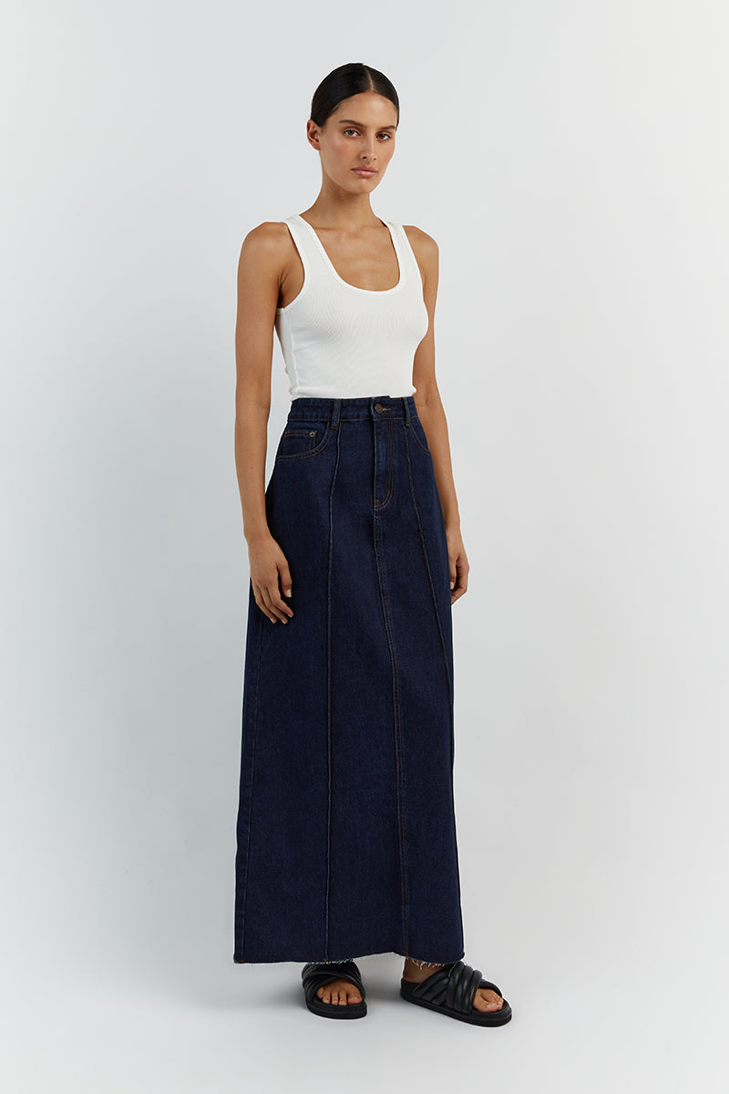DELLA INDIGO COLUMN DENIM SKIRT