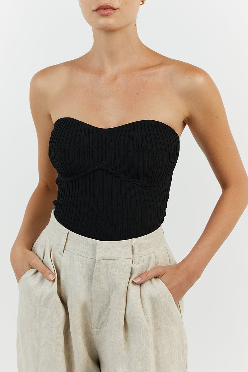 RAVEN BLACK KNIT BANDEAU