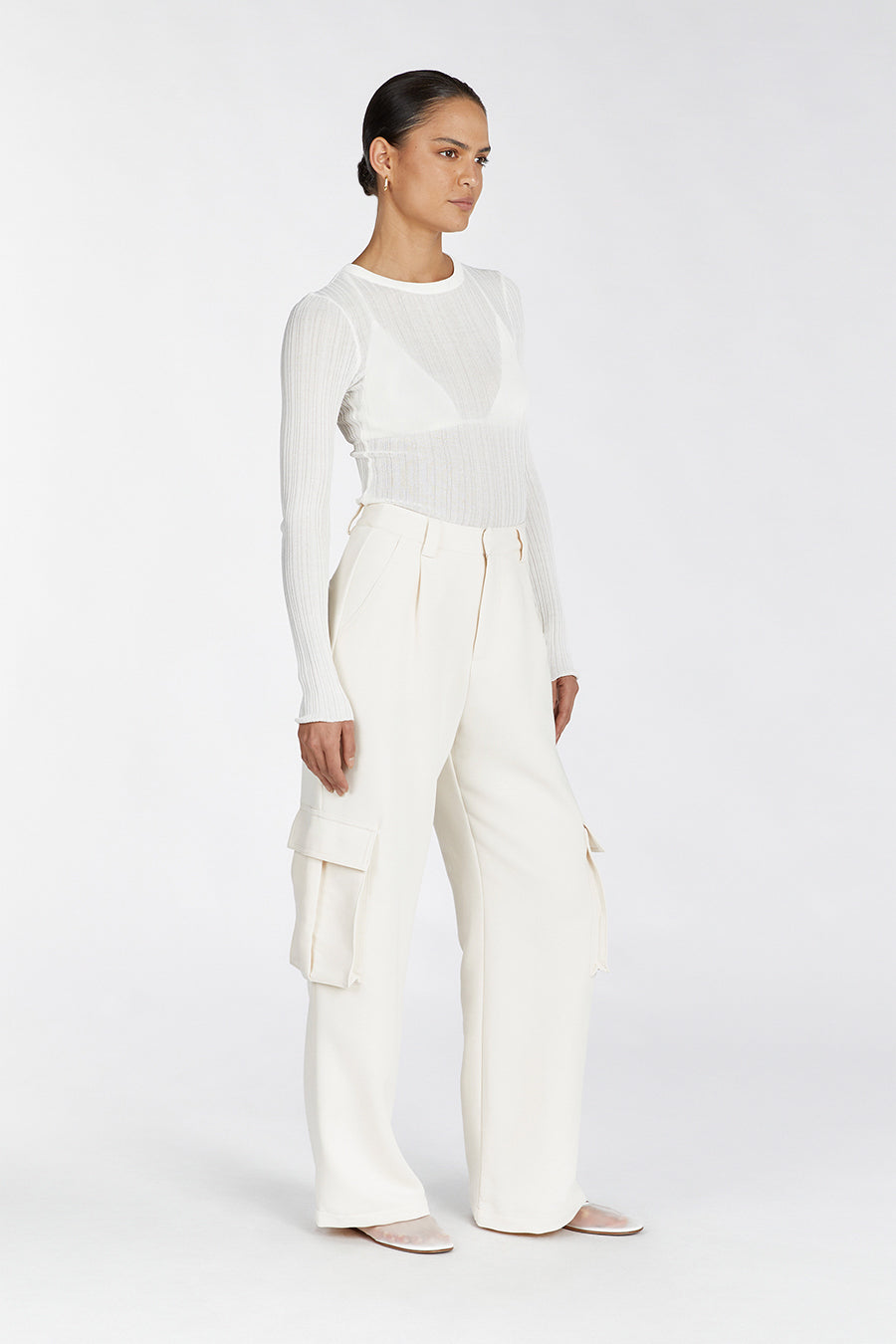 HARPER IVORY LONG SLEEVED KNIT TOP