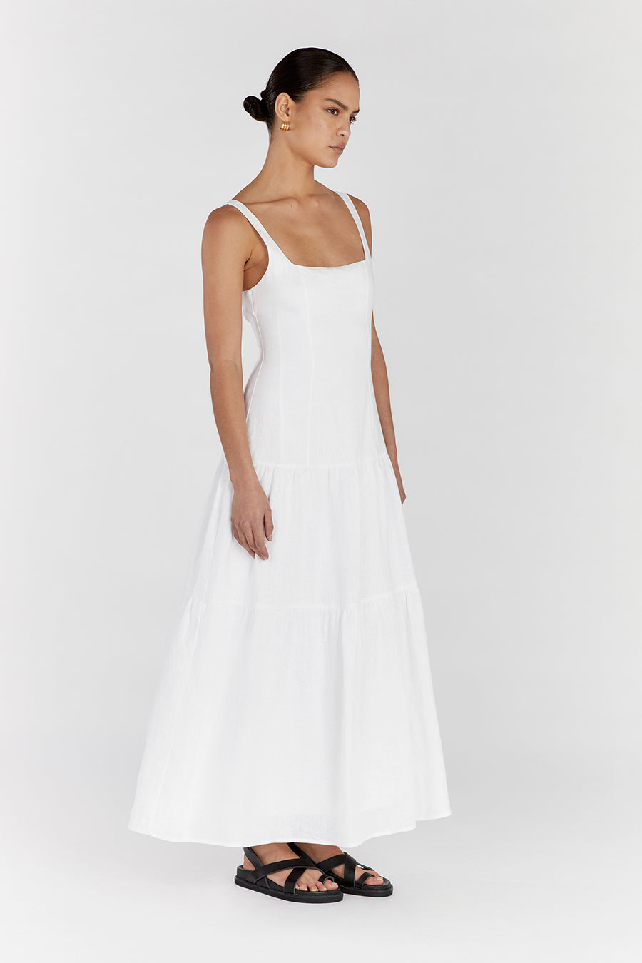 CAMILLE WHITE LINEN MAXI DRESS
