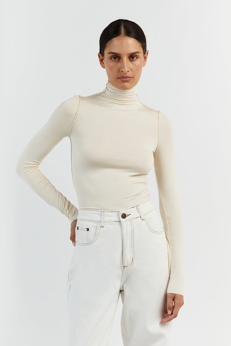 AVERY IVORY HIGH NECK TOP