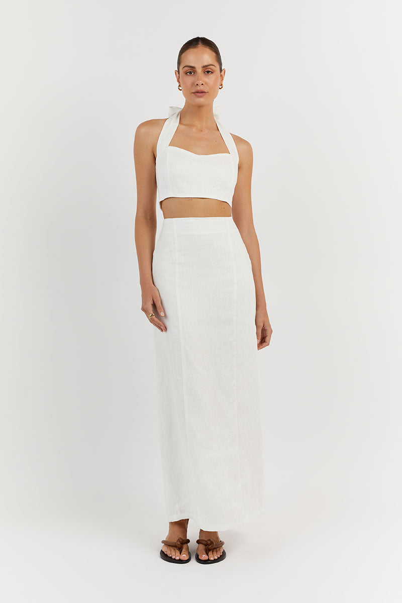 WILLOW OFF WHITE LINEN CROP TOP