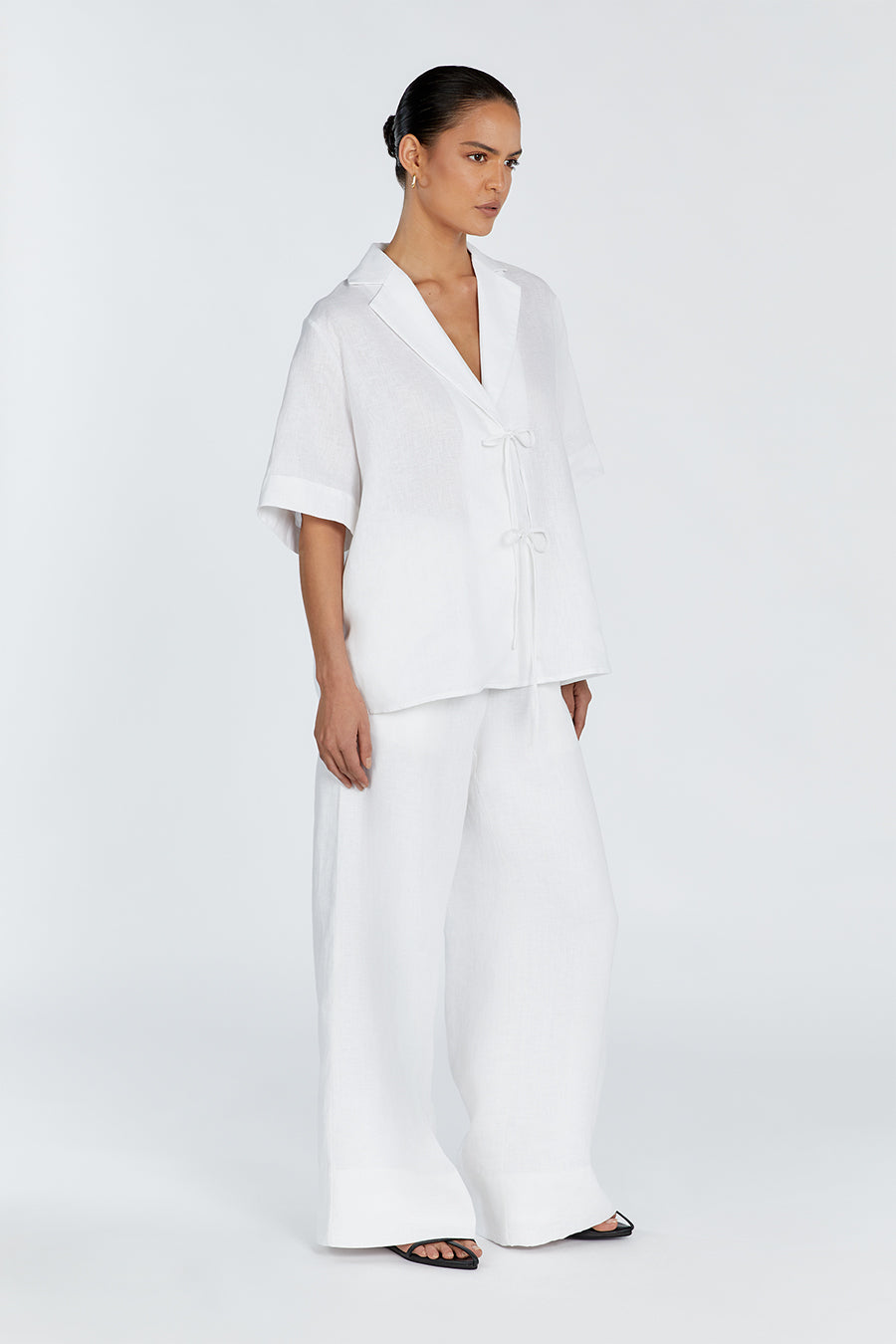 EMELIA WHITE LINEN WRAP SHIRT