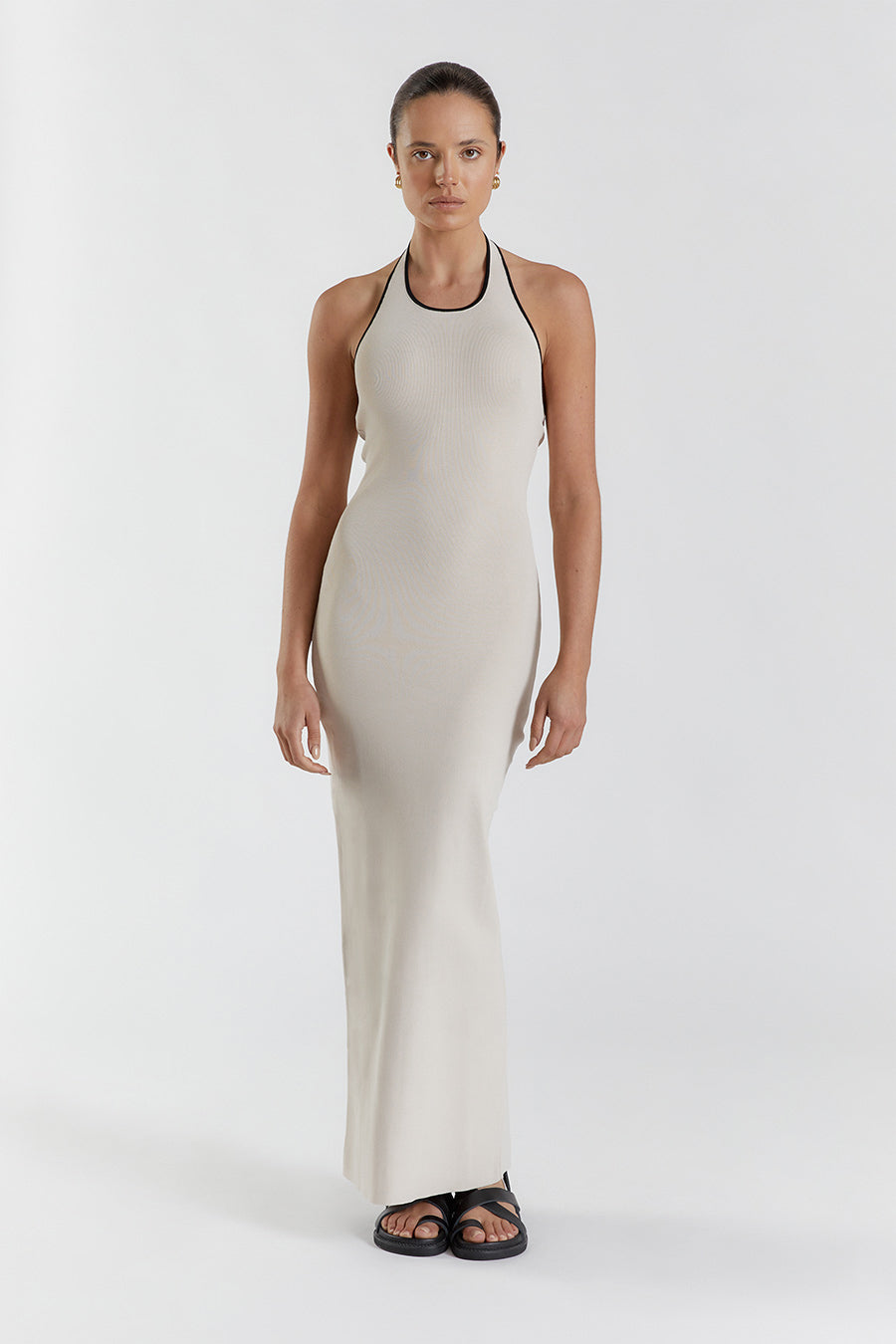 KARLIE STONE BIND HALTER KNIT DRESS