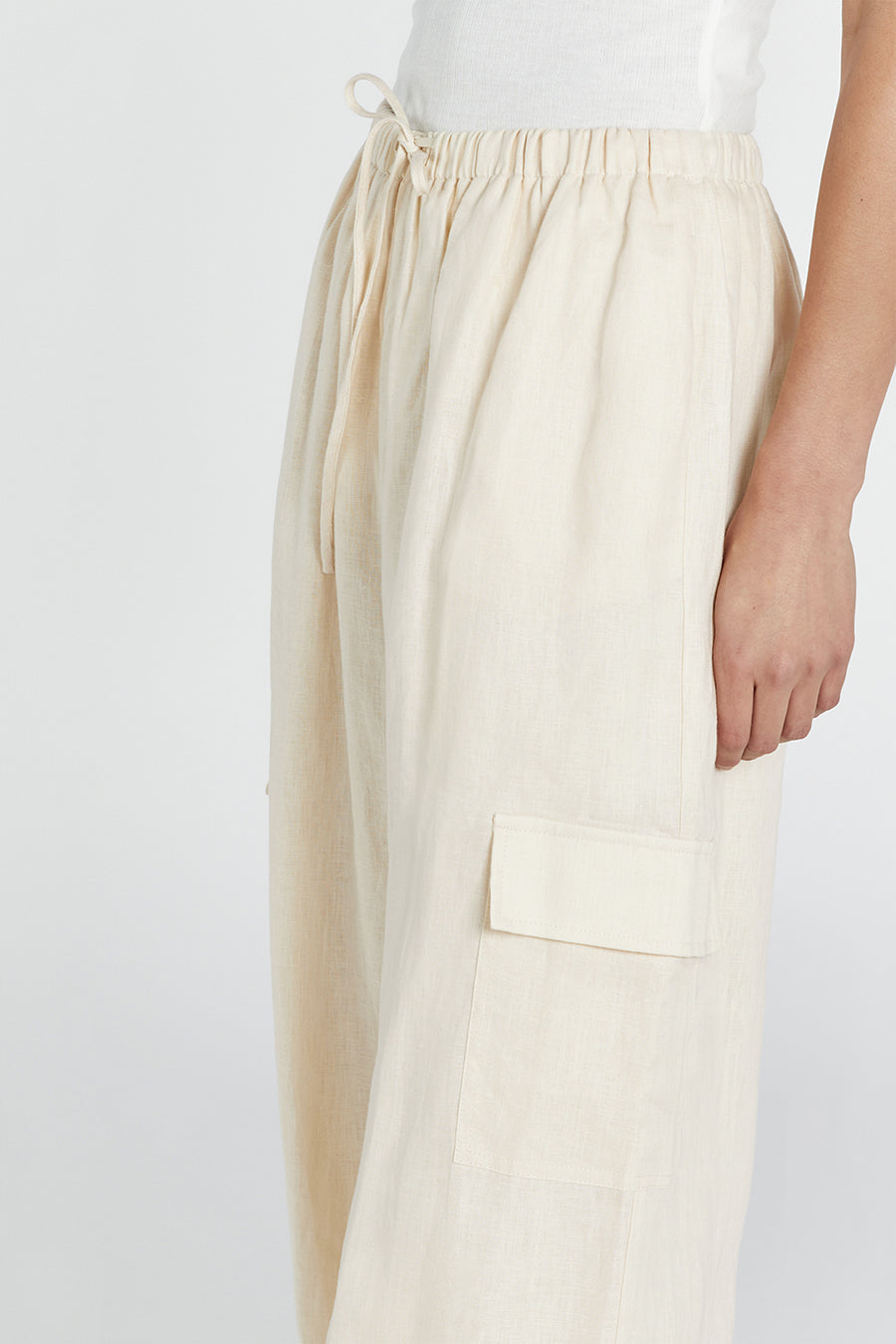 INGRID BUTTERMILK LINEN CARGO PANT