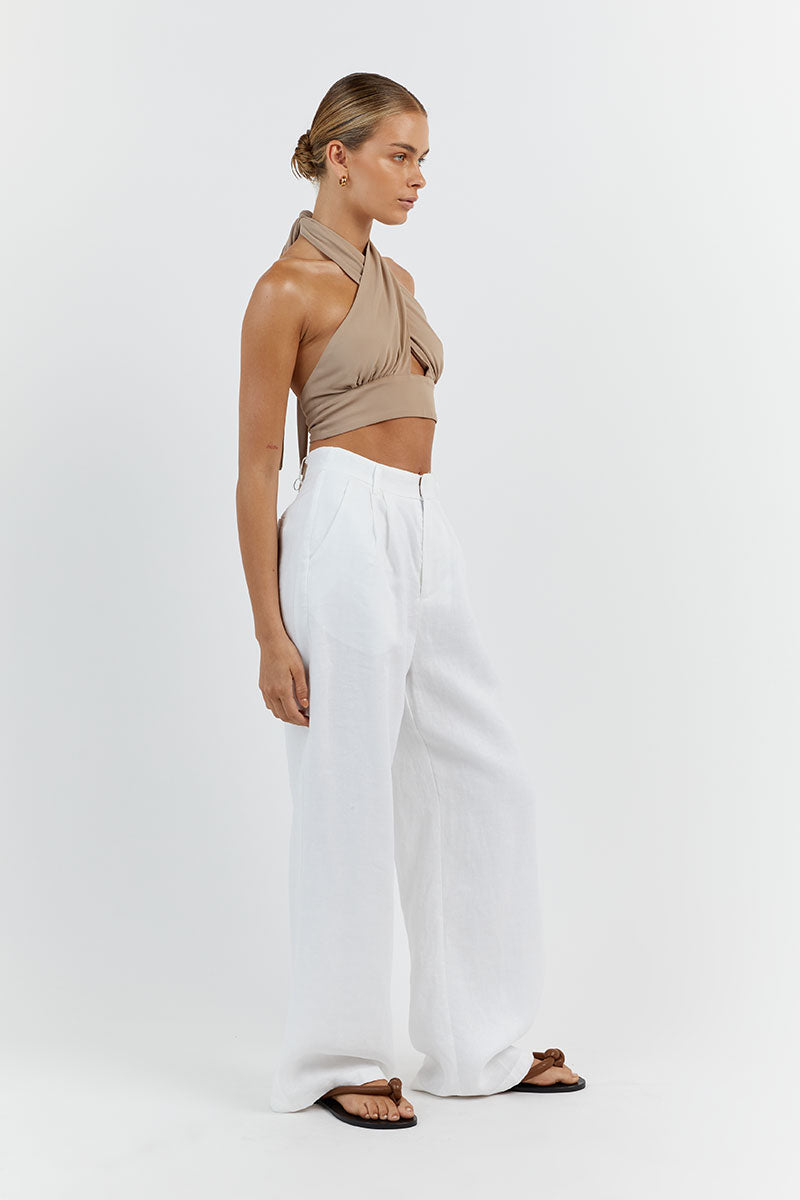 AMALFI TAUPE HALTER CROP TOP