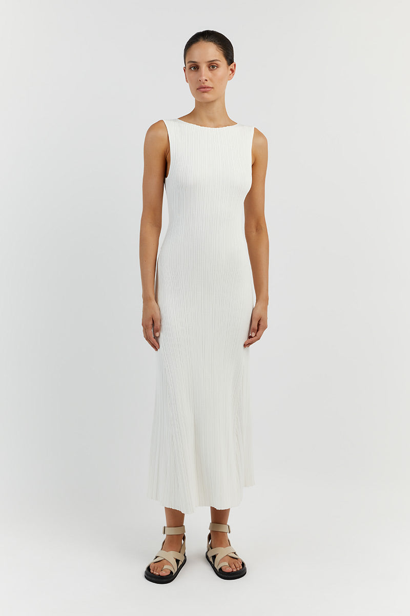 IVY OFF WHITE SLEEVELESS MIDI DRESS
