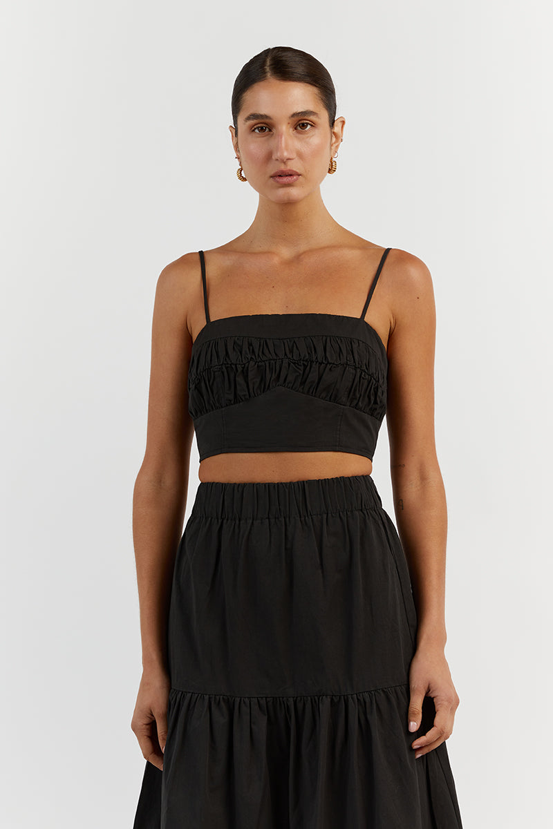 ELSA BLACK COTTON CROP TOP