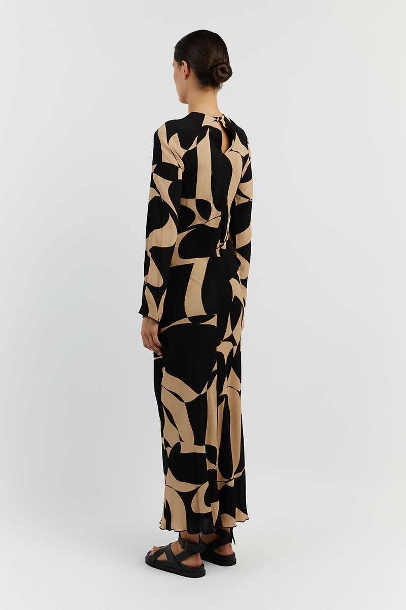 MAPLE CAMEL SLEEVED MIDI DRESS