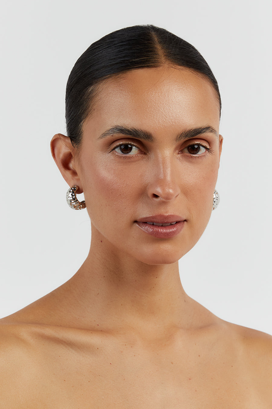 LUV AJ MOLTEN SILVER HOOPS