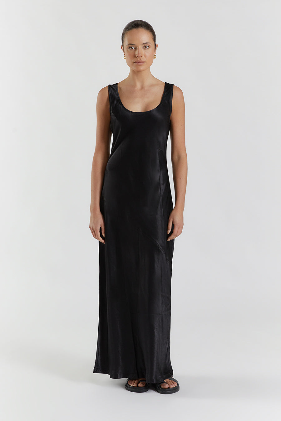 LEA BLACK SATIN MAXI DRESS