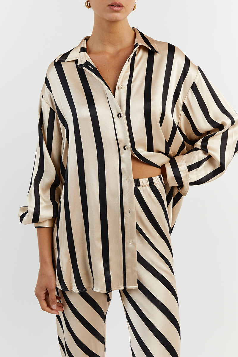 PIPPA STONE LONG SLEEVE SATIN SHIRT