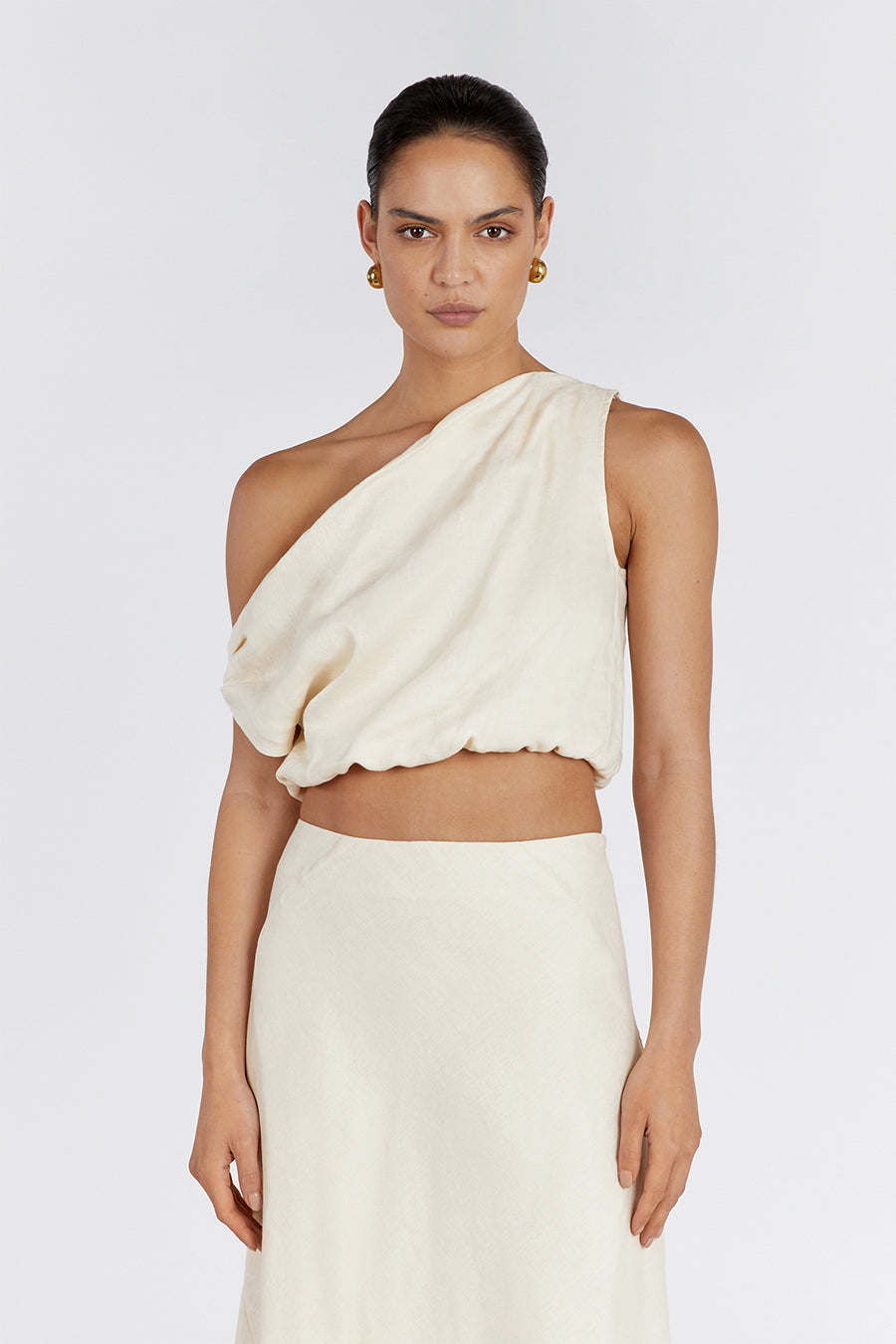 CASS BUTTERMILK LINEN CROP TOP
