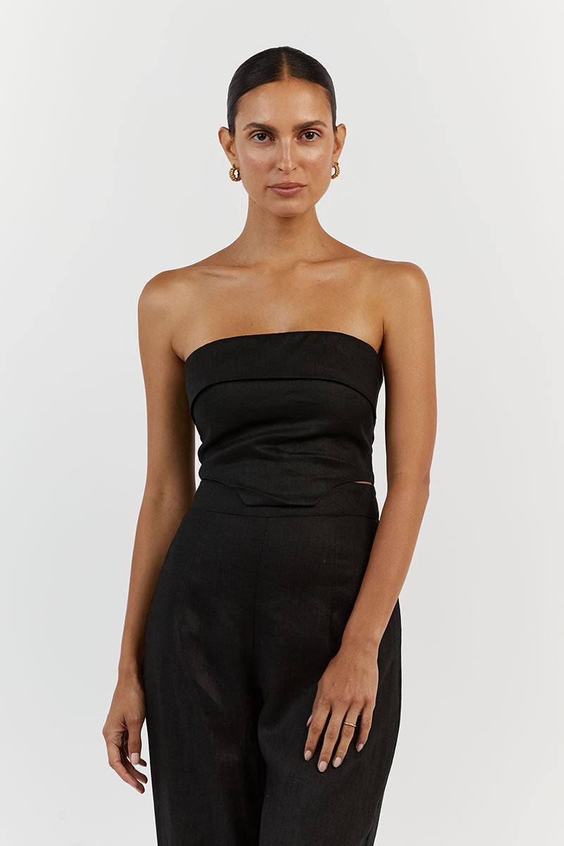 LILY BLACK LINEN CORSET