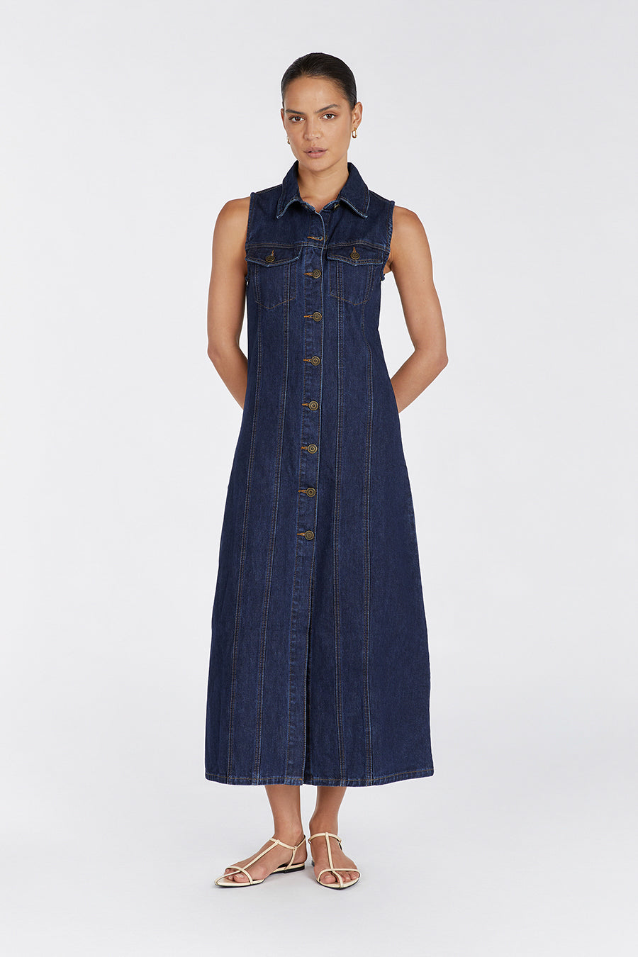 LENNON INDIGO DENIM MIDI DRESS