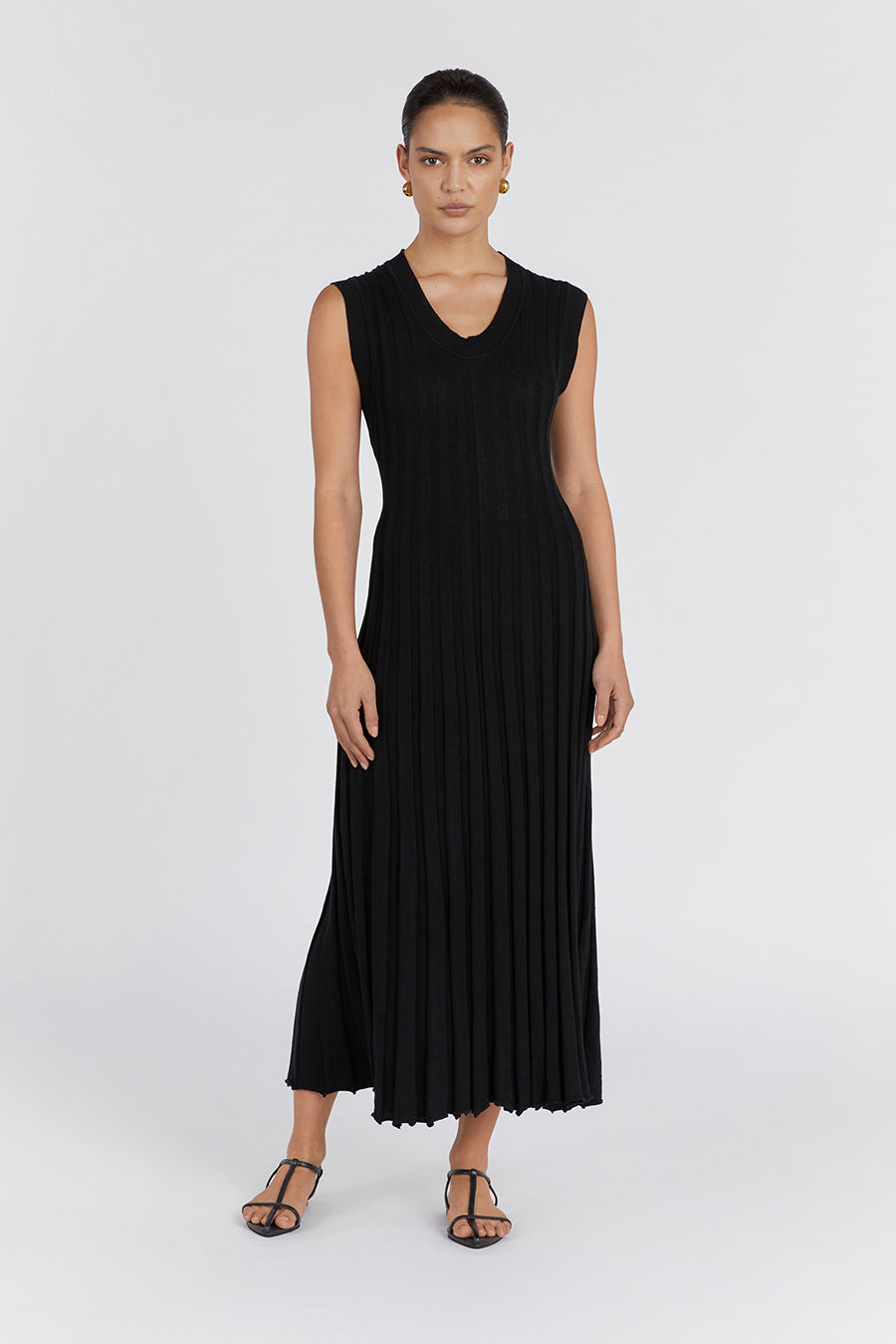ASTRID BLACK SCOOP MIDI DRESS