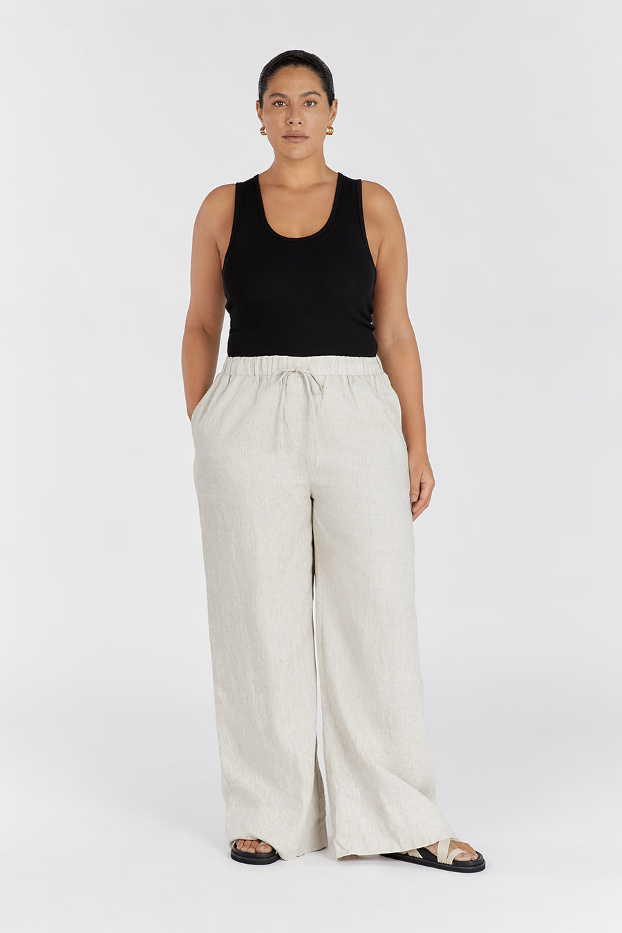 GINA NATURAL LINEN WAIST PANT