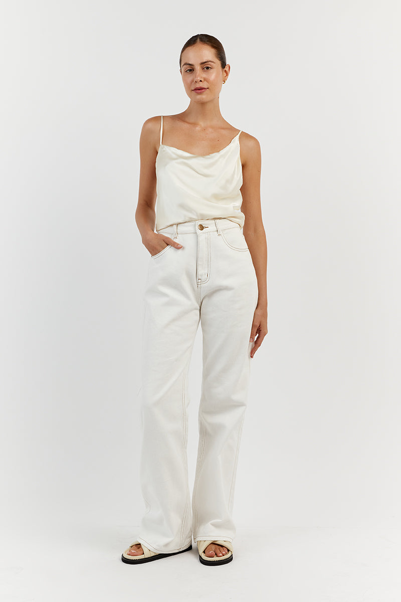 FLETCHER CREAM SILK NECK CAMI TOP