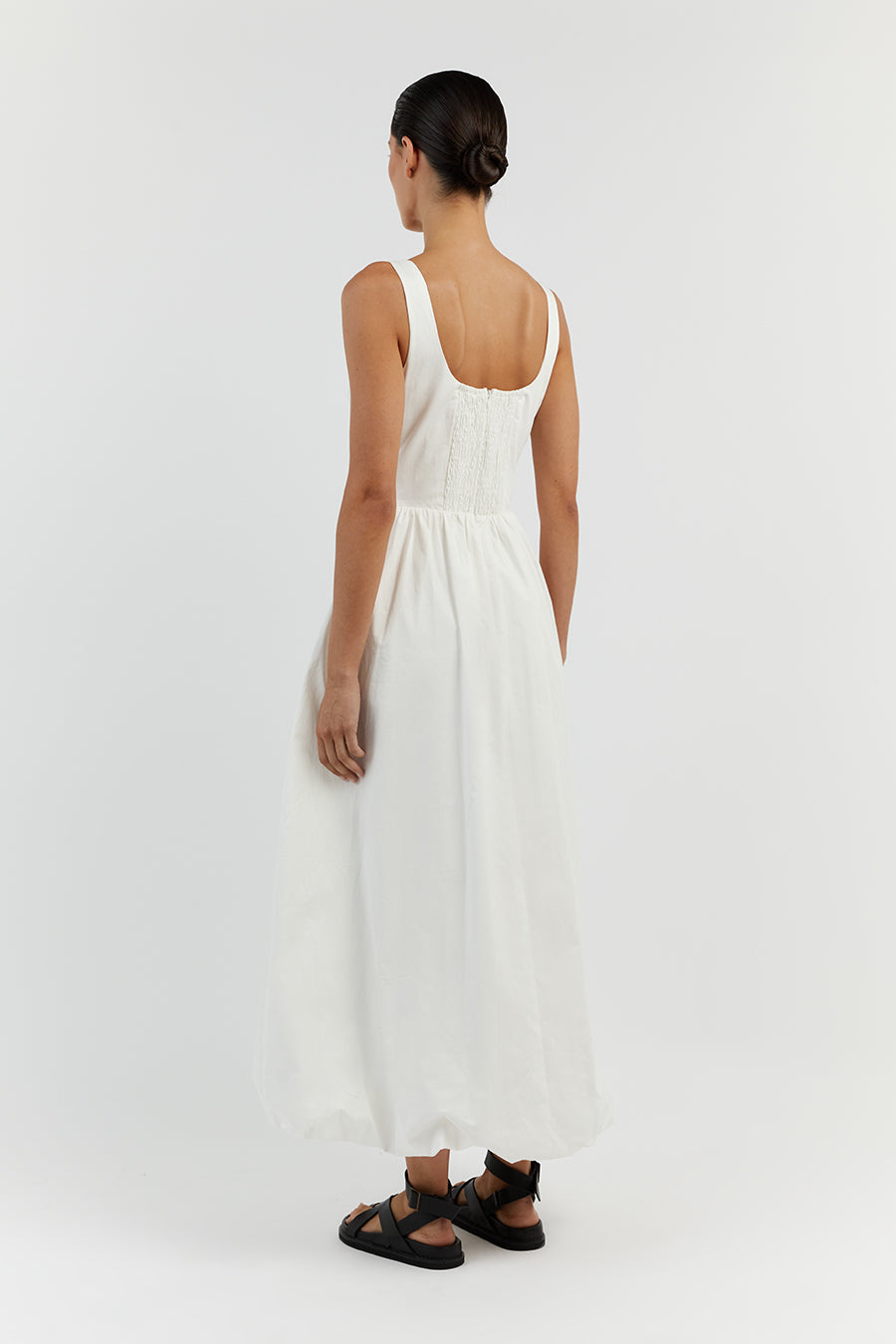 MORGAN WHITE COTTON MIDI DRESS