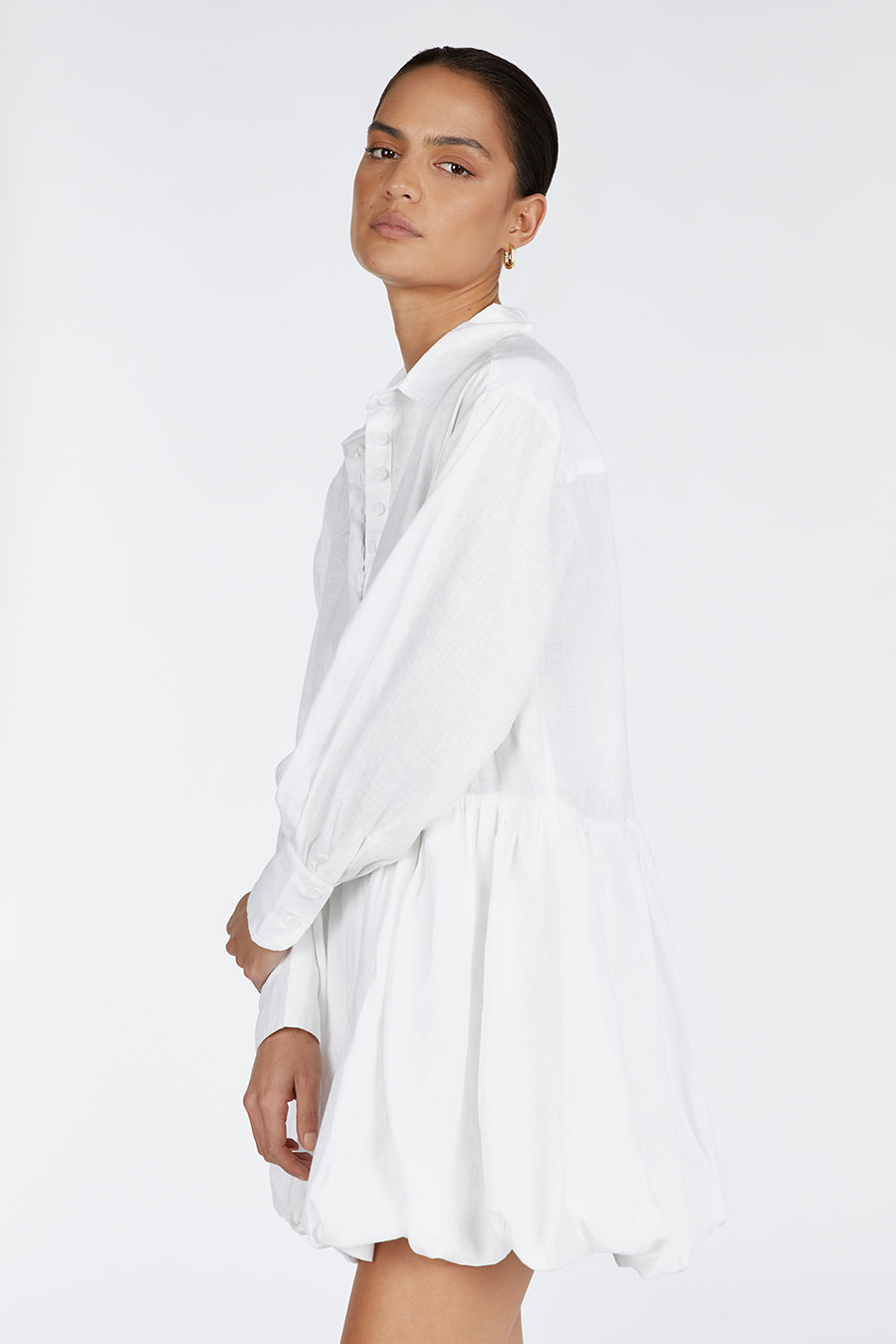 VIOLET WHITE LINEN MINI DRESS
