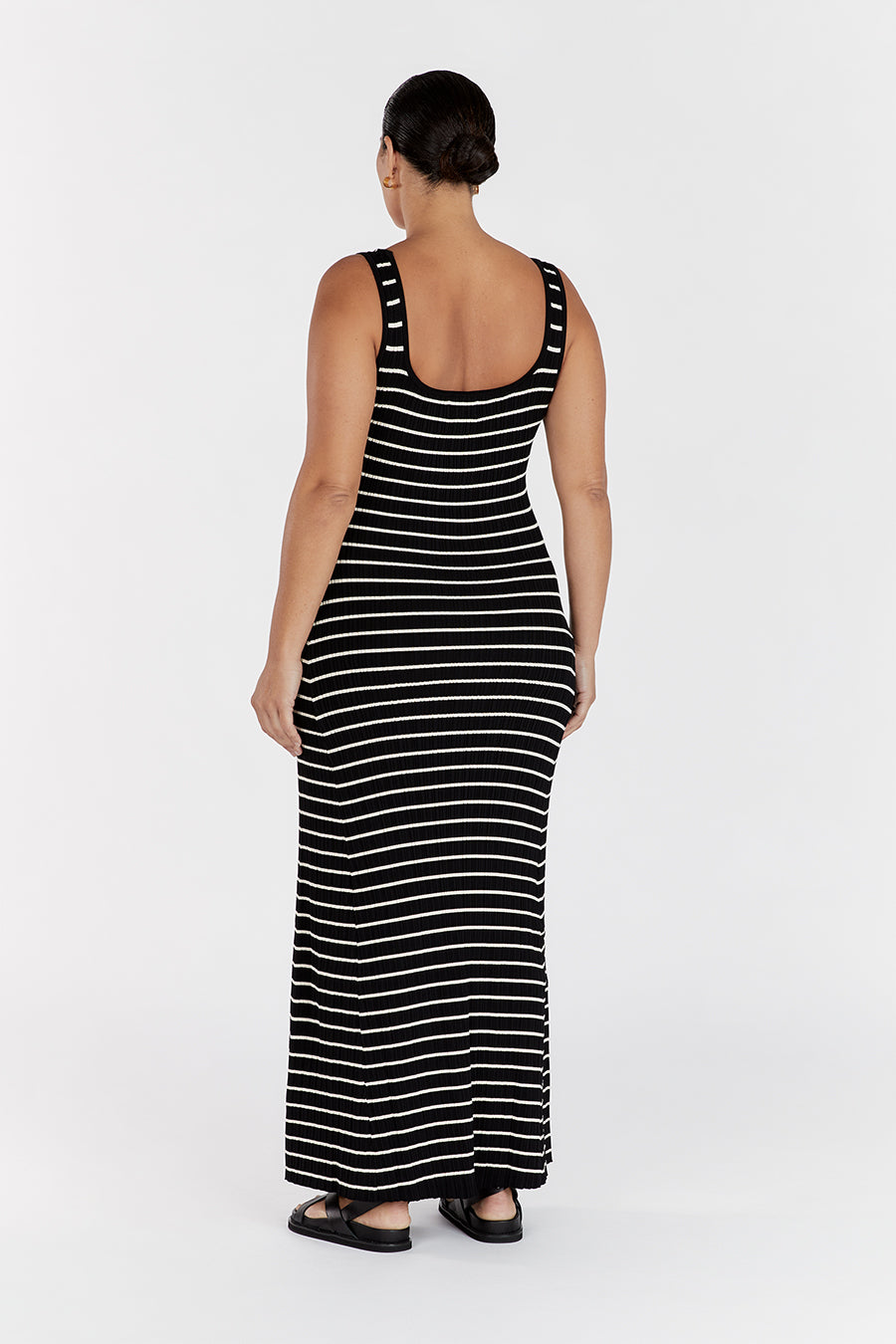 BILLIE BLACK STRIPE MIDI DRESS