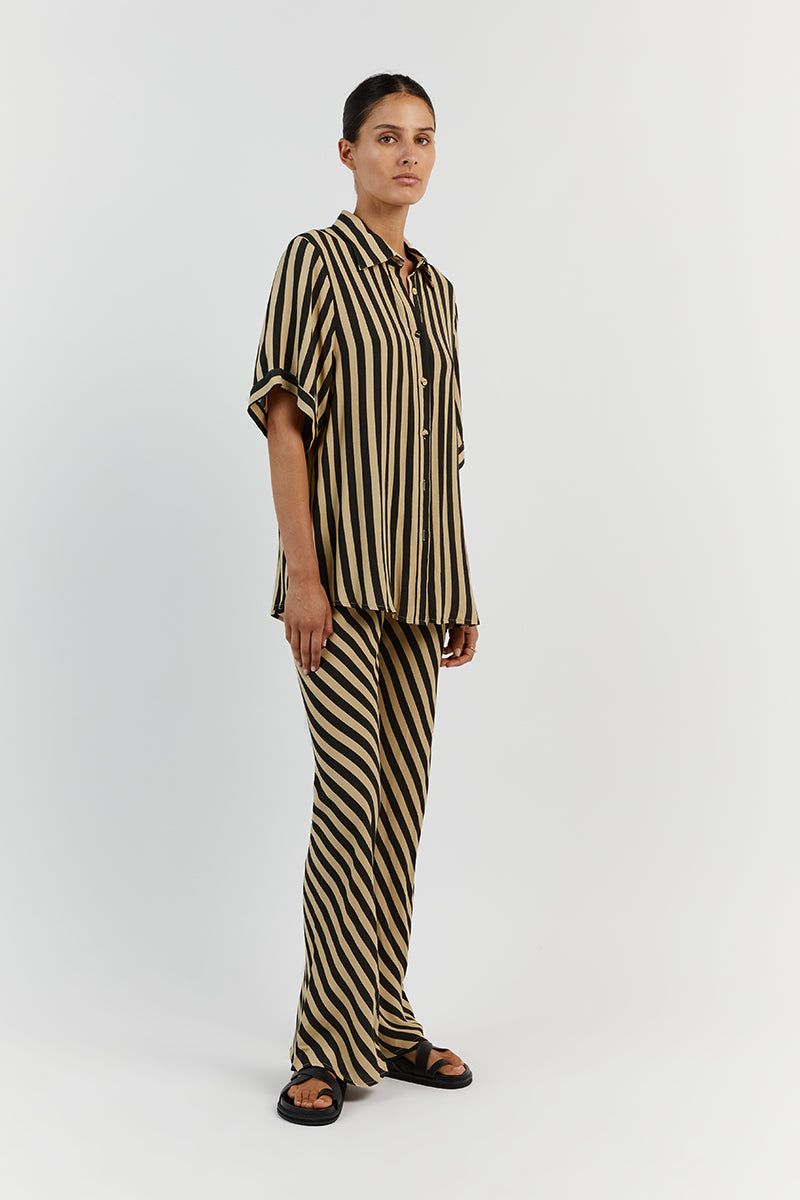 CLEMENCE WHEAT STRIPE BIAS CUT PANT