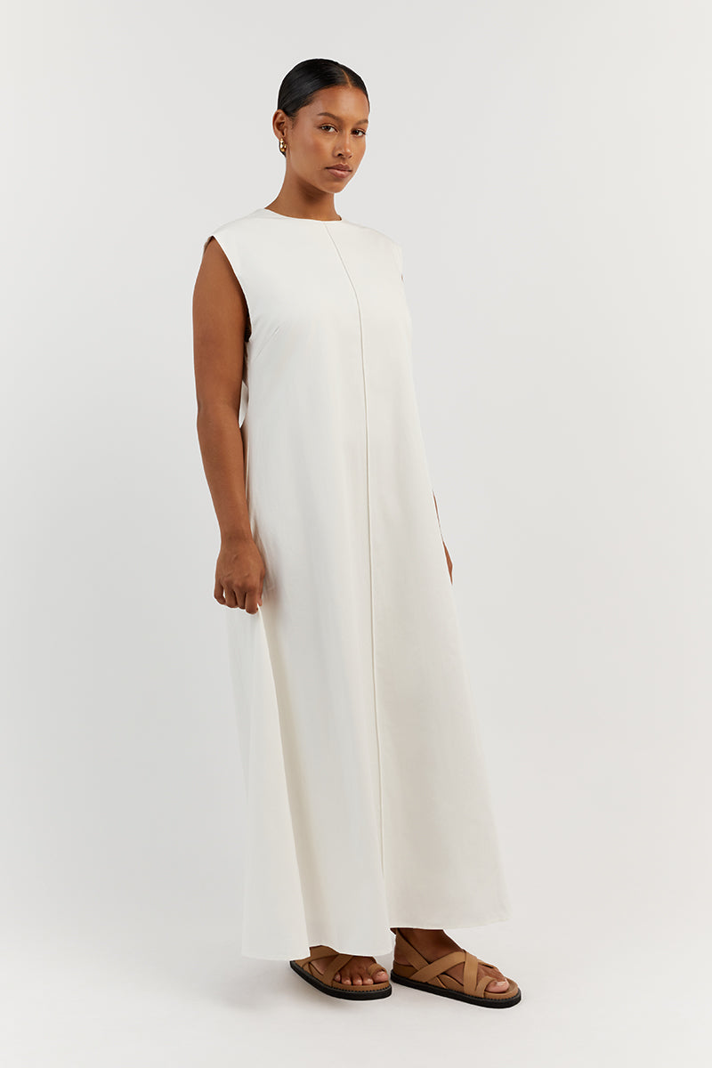MAGGIE WHITE COTTON MIDI DRESS