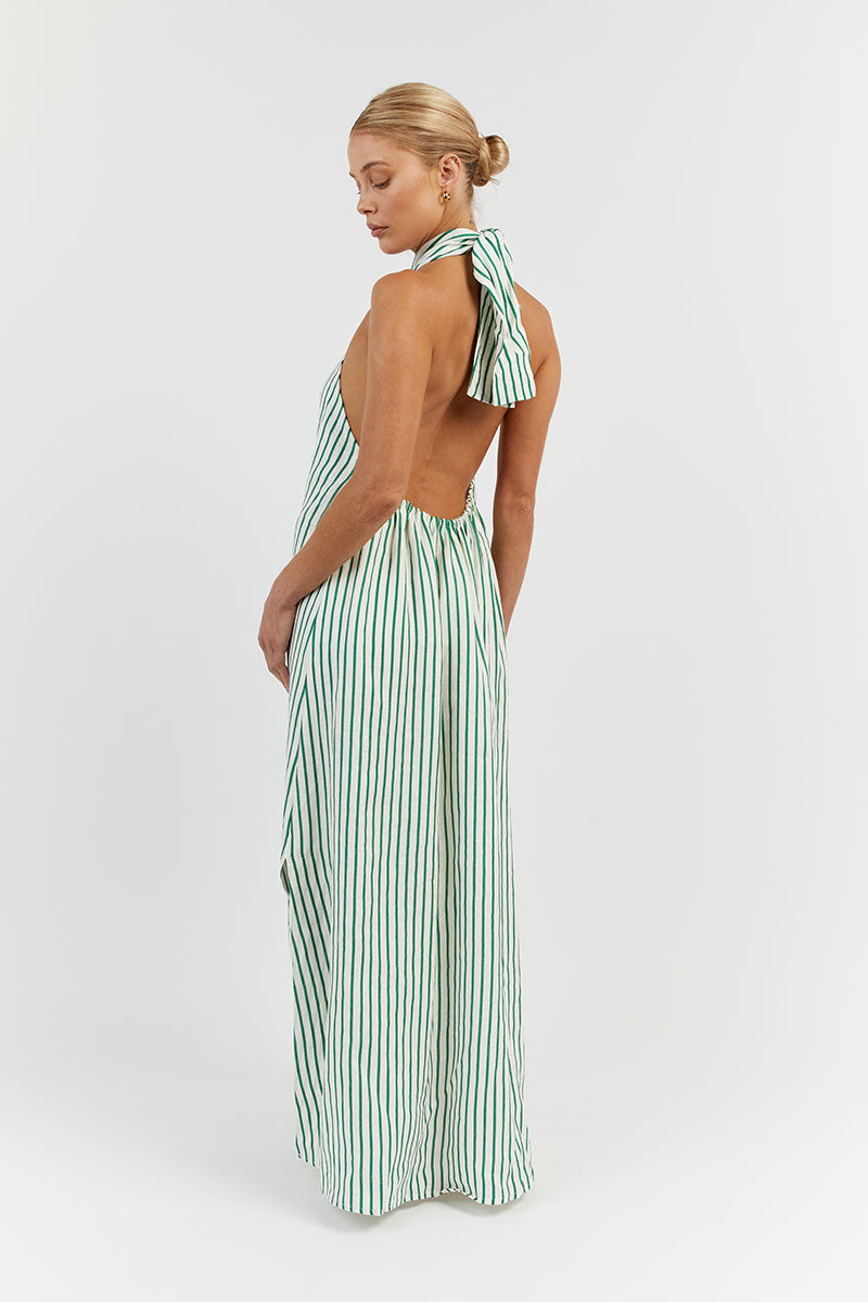 STACEY APPLE STRIPE LINEN DRESS