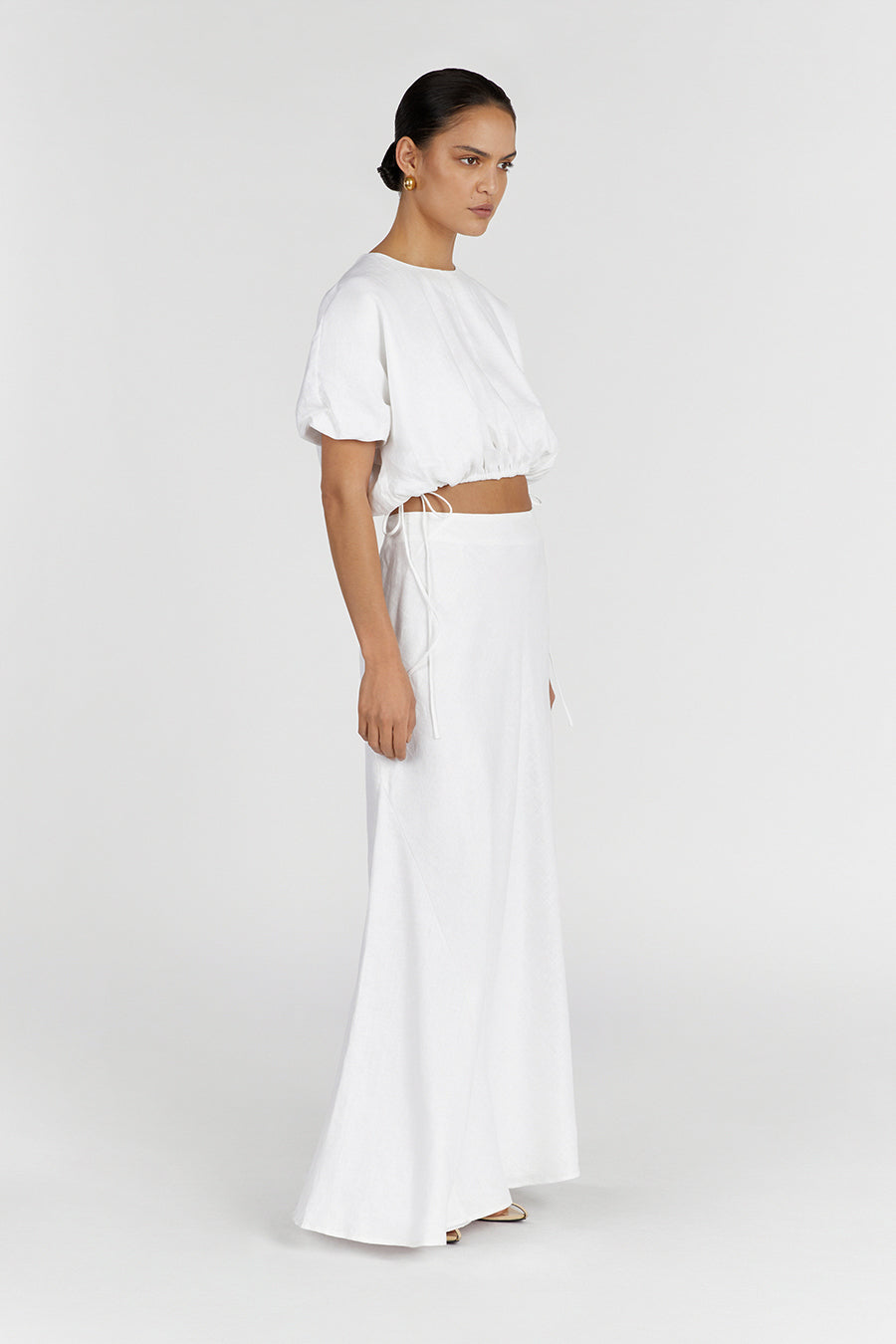 GEORGIA WHITE LINEN CROP TOP