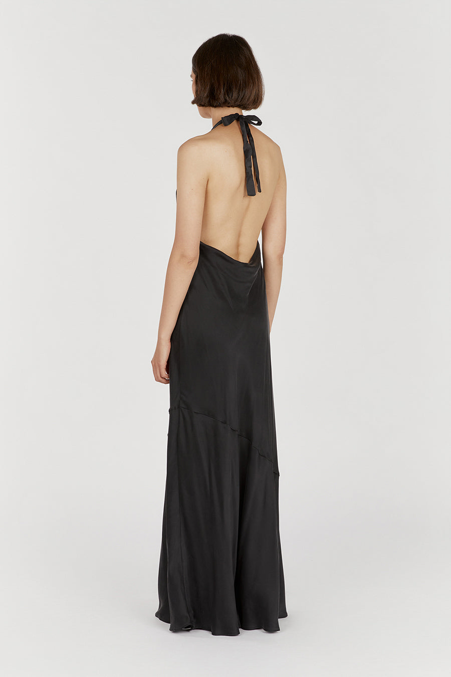 AIMEE BLACK SILK COWL NECK DRESS