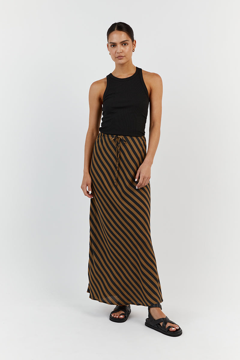 CLEMENCE MOSS STRIPE MIDI SKIRT
